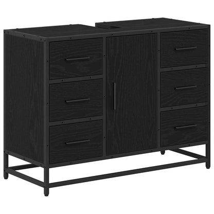 vidaXL Badezimmermöbel-Set 3 pcs Schwarz Eichen-Optik Holzwerkstoff