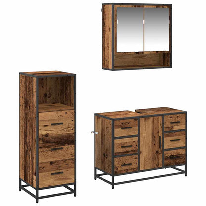 vidaXL Badezimmermöbel Set 3 pcs Altholz 80 x 33 x 60 cm Holzwerkstoff