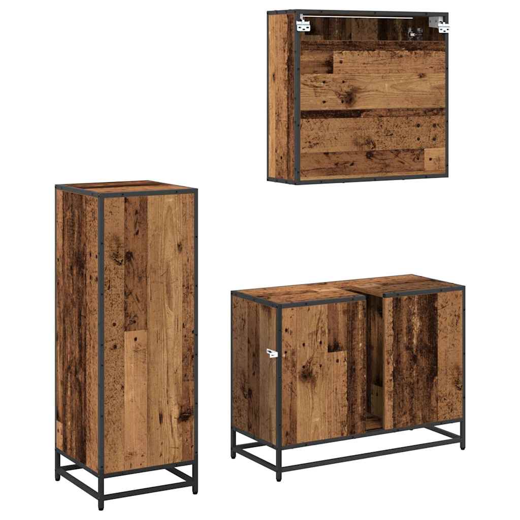 vidaXL Badezimmermöbel Set 3 pcs Altholz 80 x 33 x 60 cm Holzwerkstoff