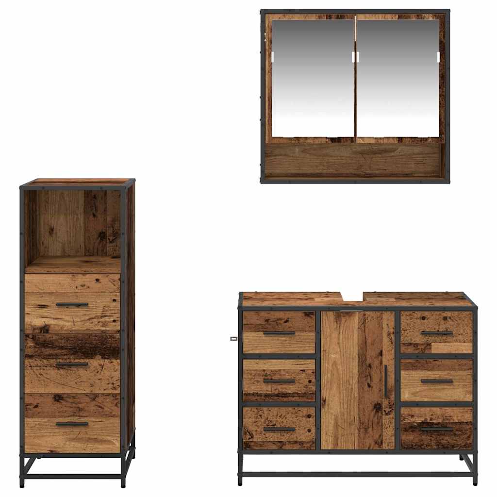vidaXL Badezimmermöbel Set 3 pcs Altholz 80 x 33 x 60 cm Holzwerkstoff