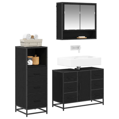 vidaXL Badezimmermöbel-Set 3 pcs Schwarz Eichen-Optik Holzwerkstoff