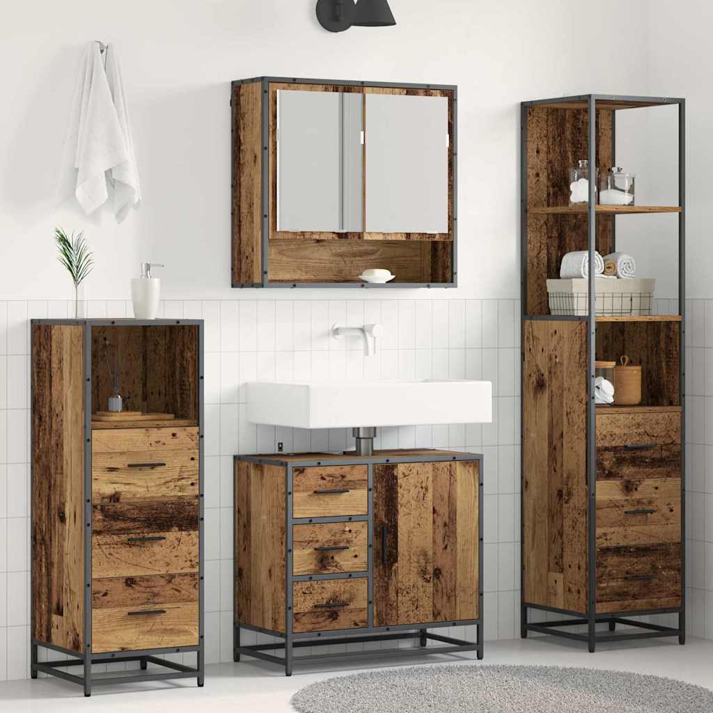 vidaXL Badezimmermöbel-Set mit Schubladen 4 pcs Altholz Holzwerkstoff