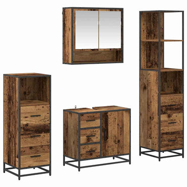 vidaXL Badezimmermöbel-Set mit Schubladen 4 pcs Altholz Holzwerkstoff