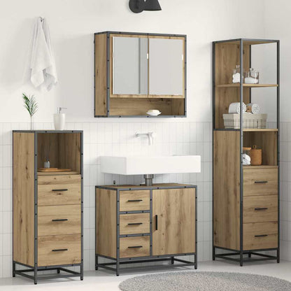 vidaXL Badezimmermöbel-Set mit Regal 4 pcs Artisan-Eiche Holzwerkstoff