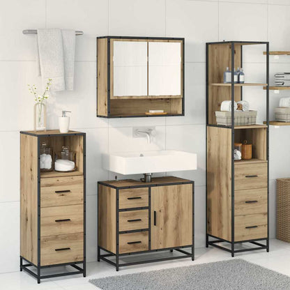 vidaXL Badezimmermöbel-Set mit Regal 4 pcs Artisan-Eiche Holzwerkstoff