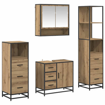 vidaXL Badezimmermöbel-Set mit Regal 4 pcs Artisan-Eiche Holzwerkstoff