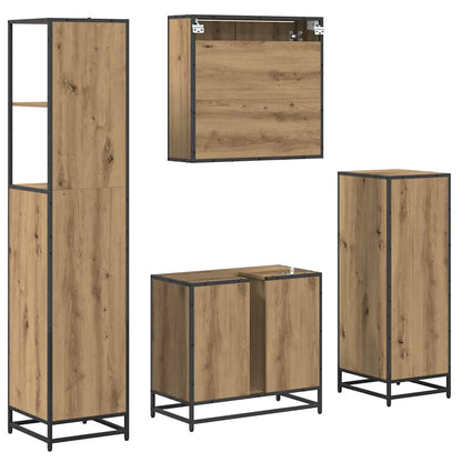 vidaXL Badezimmermöbel-Set mit Regal 4 pcs Artisan-Eiche Holzwerkstoff