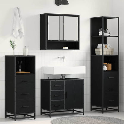 vidaXL Ensemble de meubles de salle de bain 4 pcs Noir aspect chêne Aggloméré