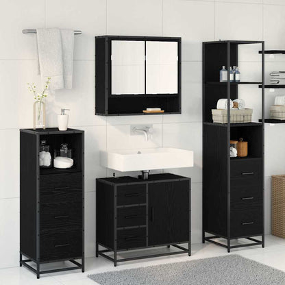 vidaXL Ensemble de meubles de salle de bain 4 pcs Noir aspect chêne Aggloméré