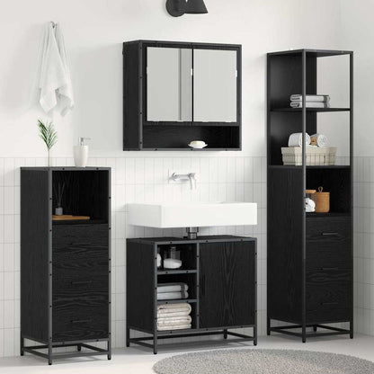 vidaXL Badezimmermöbel-Set 3 pcs Schwarz Eichen-Optik Holzwerkstoff