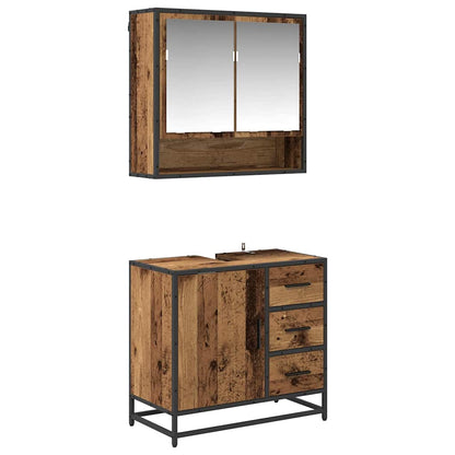 vidaXL Badezimmermöbel-Set mit Schubladen 2 pcs Altholz Holzwerkstoff