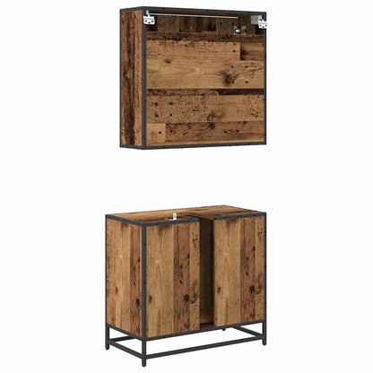 vidaXL Badezimmermöbel-Set mit Schubladen 2 pcs Altholz Holzwerkstoff