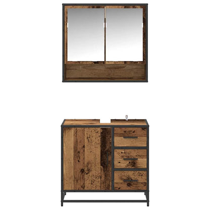 vidaXL Badezimmermöbel-Set mit Schubladen 2 pcs Altholz Holzwerkstoff