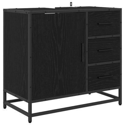 vidaXL Badezimmermöbel-Set 2 pcs Schwarz Eichen-Optik Holzwerkstoff
