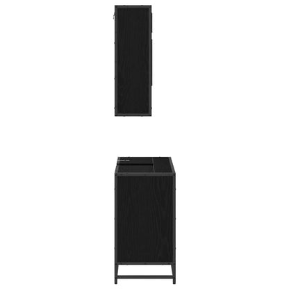 vidaXL Badezimmermöbel-Set 2 pcs Schwarz Eichen-Optik Holzwerkstoff