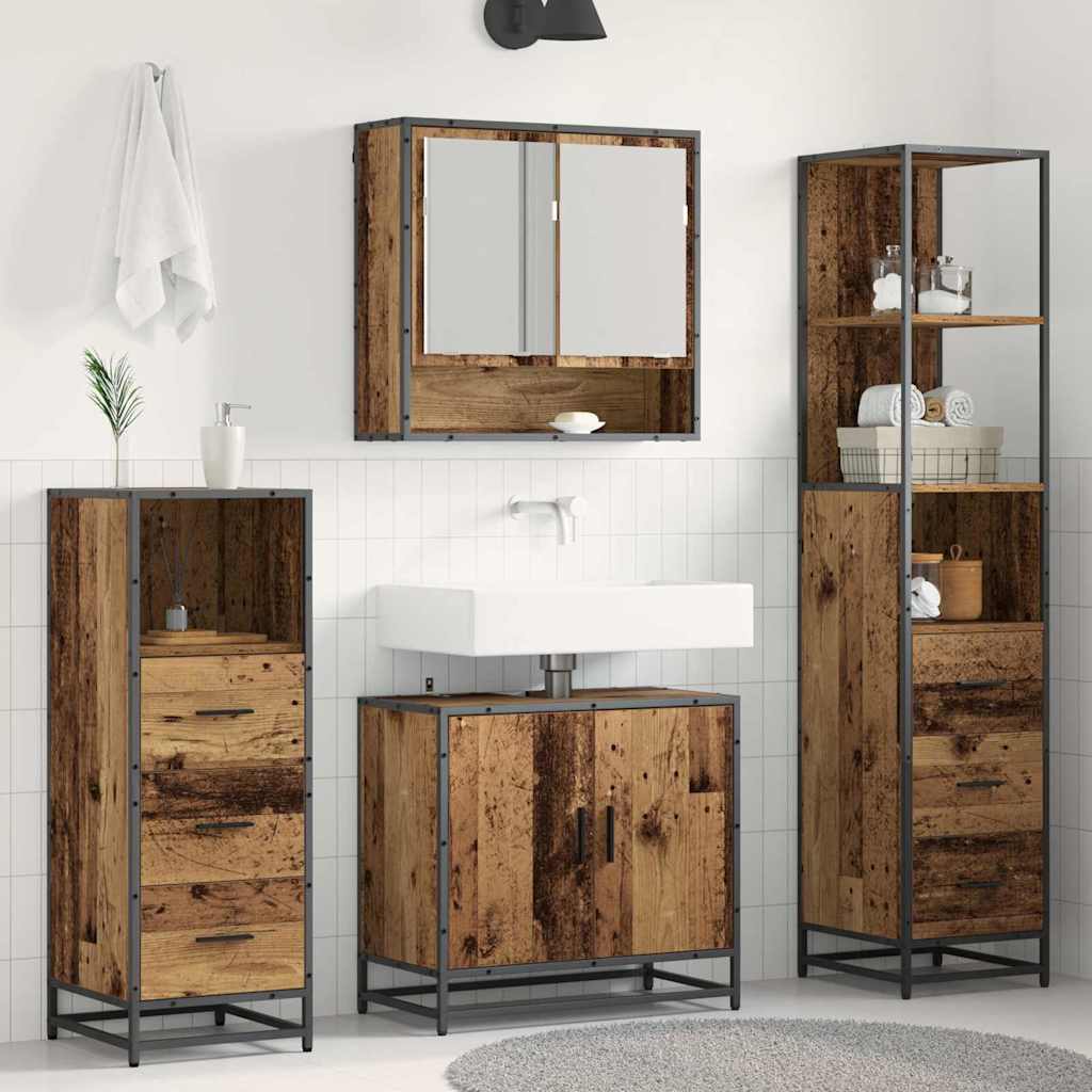 vidaXL Badezimmermöbel-Set mit Schubladen 4 pcs Altholz Holzwerkstoff