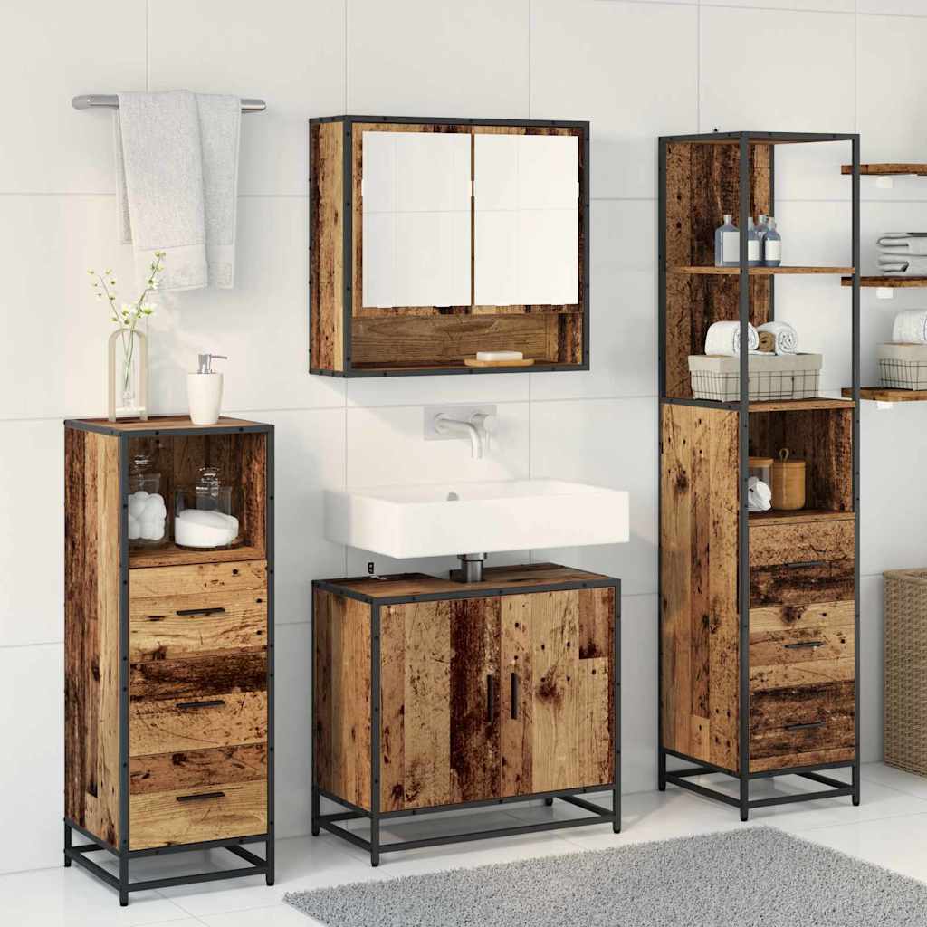 vidaXL Badezimmermöbel-Set mit Schubladen 4 pcs Altholz Holzwerkstoff