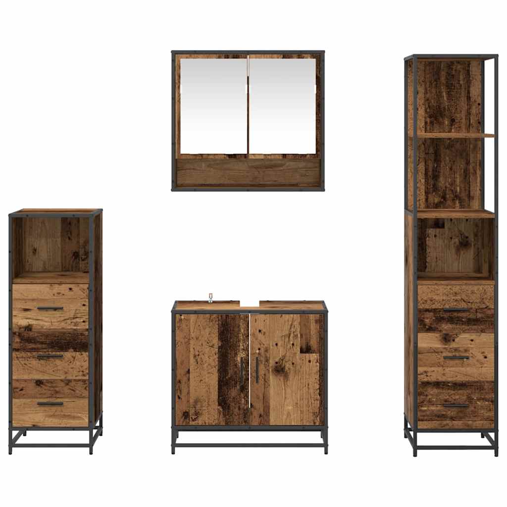 vidaXL Badezimmermöbel-Set mit Schubladen 4 pcs Altholz Holzwerkstoff
