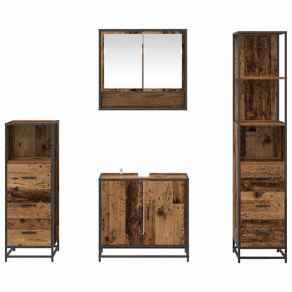 vidaXL Badezimmermöbel-Set mit Schubladen 4 pcs Altholz Holzwerkstoff
