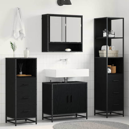 vidaXL Badezimmermöbel-Set 4 pcs Schwarz Eichen-Optik Holzwerkstoff