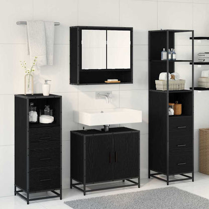 vidaXL Badezimmermöbel-Set 4 pcs Schwarz Eichen-Optik Holzwerkstoff