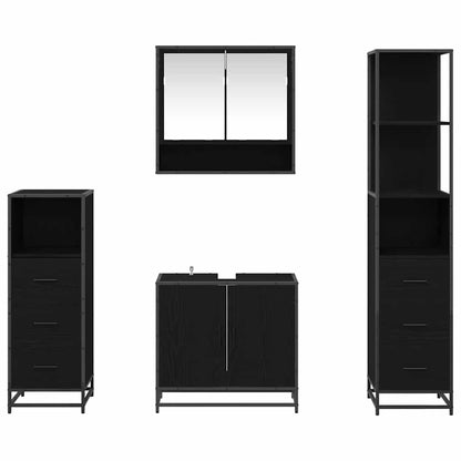 vidaXL Badezimmermöbel-Set 4 pcs Schwarz Eichen-Optik Holzwerkstoff
