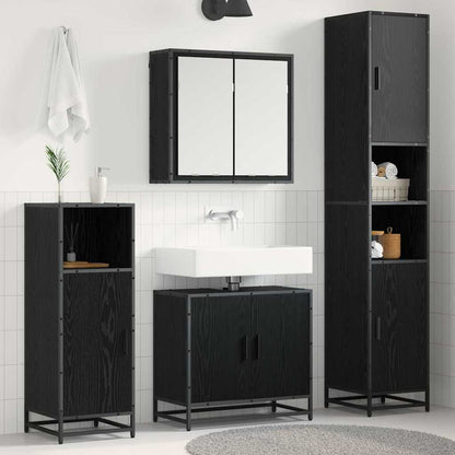 vidaXL Badezimmermöbel-Set 4 pcs Schwarz Eichen-Optik Holzwerkstoff