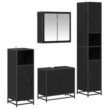 vidaXL Badezimmermöbel-Set 4 pcs Schwarz Eichen-Optik Holzwerkstoff