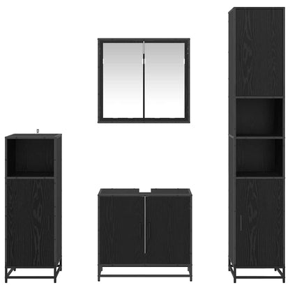 vidaXL Badezimmermöbel-Set 4 pcs Schwarz Eichen-Optik Holzwerkstoff