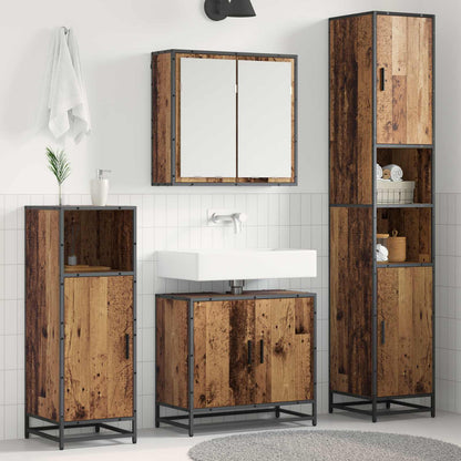 vidaXL Badezimmermöbel-Set mit Regal 3 pcs Altholz Holzwerkstoff