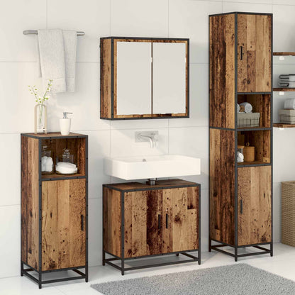 vidaXL Badezimmermöbel-Set mit Regal 3 pcs Altholz Holzwerkstoff