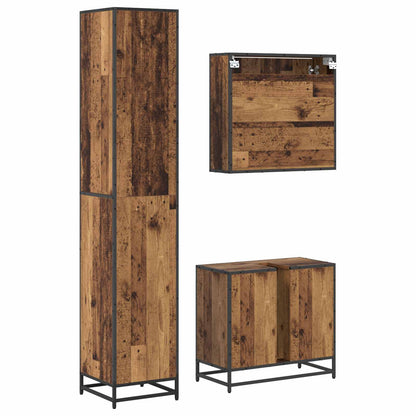 vidaXL Badezimmermöbel-Set mit Regal 3 pcs Altholz Holzwerkstoff