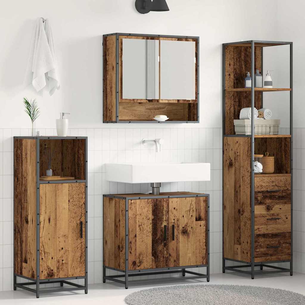 vidaXL Badezimmermöbel-Set mit Schubladen 3 pcs Altholz Holzwerkstoff