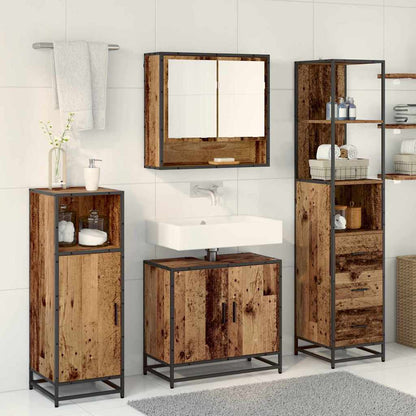 vidaXL Badezimmermöbel-Set mit Schubladen 3 pcs Altholz Holzwerkstoff