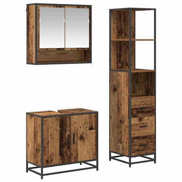 vidaXL Badezimmermöbel-Set mit Schubladen 3 pcs Altholz Holzwerkstoff