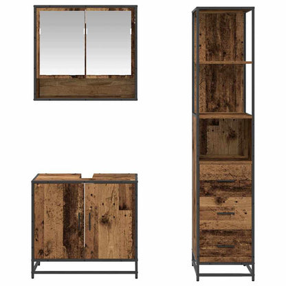 vidaXL Badezimmermöbel-Set mit Schubladen 3 pcs Altholz Holzwerkstoff