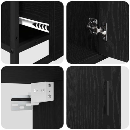 vidaXL Badezimmermöbel-Set 3 pcs Schwarz Eichen-Optik Holzwerkstoff