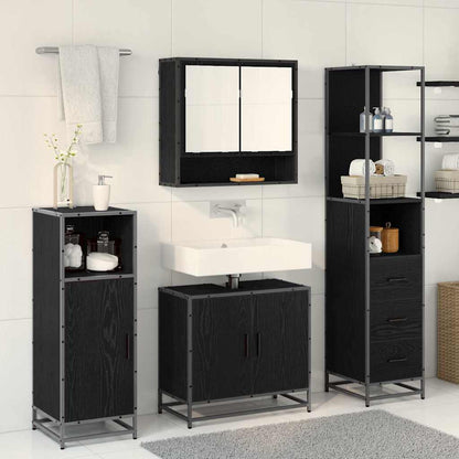 vidaXL Badezimmermöbel-Set 3 pcs Schwarz Eichen-Optik Holzwerkstoff