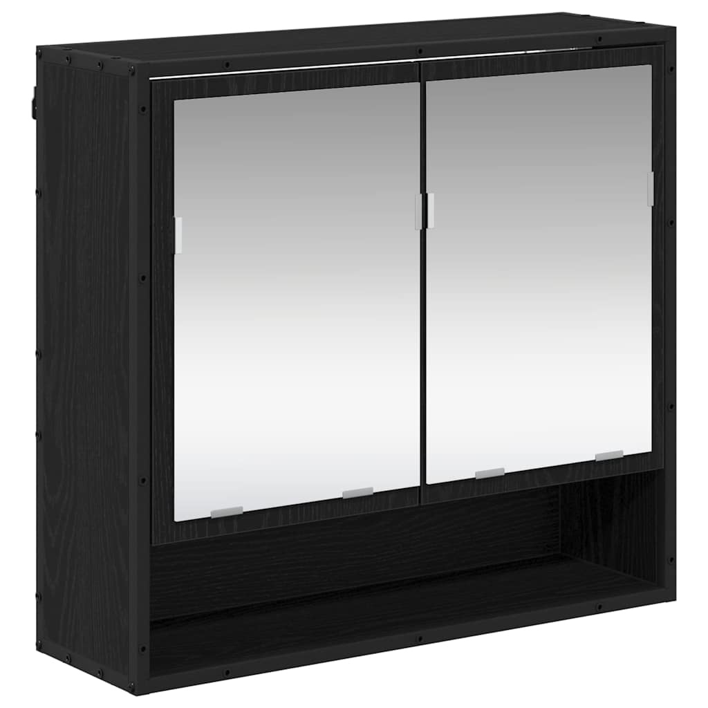 vidaXL Badezimmermöbel-Set 3 pcs Schwarz Eichen-Optik Holzwerkstoff