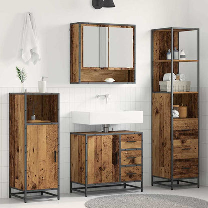 vidaXL Badezimmermöbel-Set mit Schubladen 3 pcs Altholz Holzwerkstoff