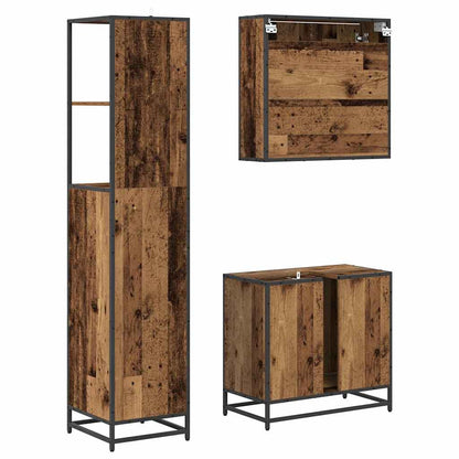 vidaXL Badezimmermöbel-Set mit Schubladen 3 pcs Altholz Holzwerkstoff