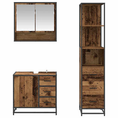 vidaXL Badezimmermöbel-Set mit Schubladen 3 pcs Altholz Holzwerkstoff
