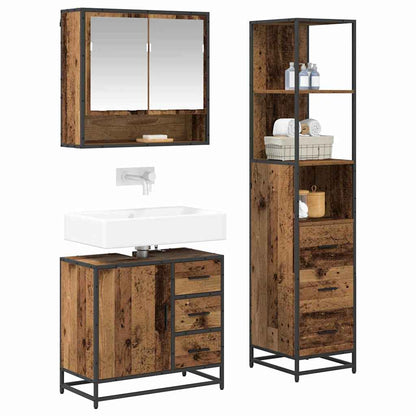 vidaXL Badezimmermöbel-Set mit Schubladen 3 pcs Altholz Holzwerkstoff