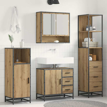 vidaXL Badezimmermöbel-Set mit Regal 3 pcs Artisan-Eiche Holzwerkstoff