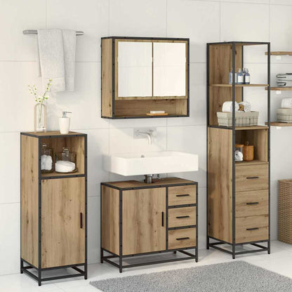 vidaXL Badezimmermöbel-Set mit Regal 3 pcs Artisan-Eiche Holzwerkstoff