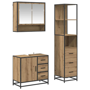 vidaXL Badezimmermöbel-Set mit Regal 3 pcs Artisan-Eiche Holzwerkstoff