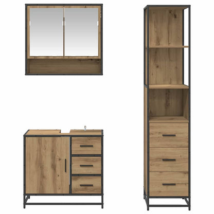 vidaXL Badezimmermöbel-Set mit Regal 3 pcs Artisan-Eiche Holzwerkstoff