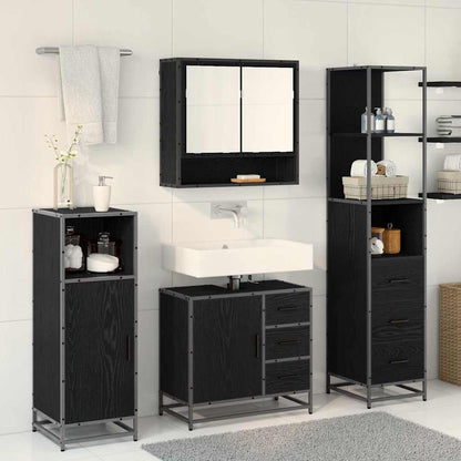 vidaXL Badezimmermöbel-Set 3 pcs Schwarz Eichen-Optik Holzwerkstoff
