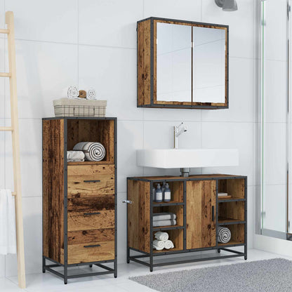 vidaXL Badezimmermöbel-Set mit Schubladen 3 pcs Altholz Holzwerkstoff