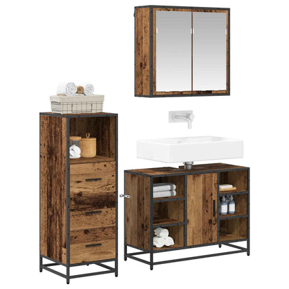 vidaXL Badezimmermöbel-Set mit Schubladen 3 pcs Altholz Holzwerkstoff